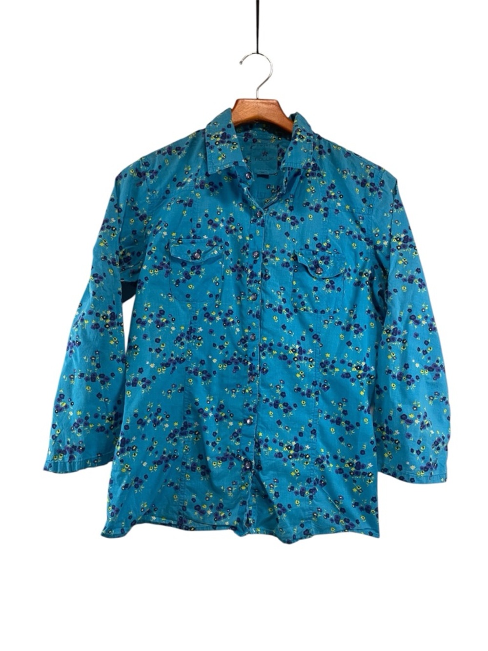 Nollie Turquoise Floral Slim Fit Button-Up Junior Sz